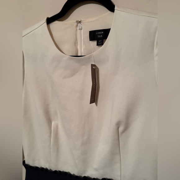 J.Crew 365 Colorblock Sheath Dress Ivory Navy NWT | Size 4T | Midi Work Office - Picture 3 of 7